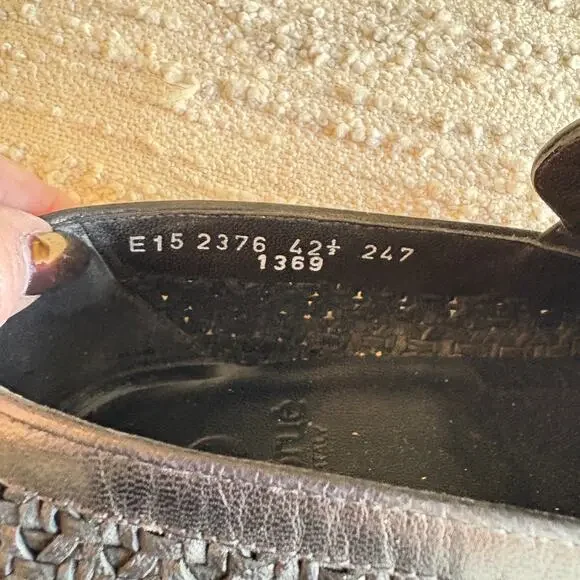 Aldo Brue Full Woven Leather Loafer Black Men’s Italian 42 1/2 - Picture 7 of 10